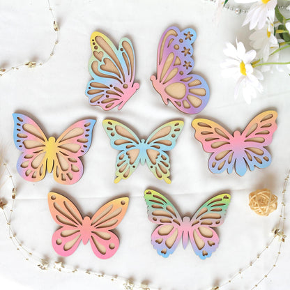 Wooden Wall Butterflies Décor for Kids Room (7pack) – Natural Plywood, Boho Nursery Wall Art, Woodland Baby Shower Gift