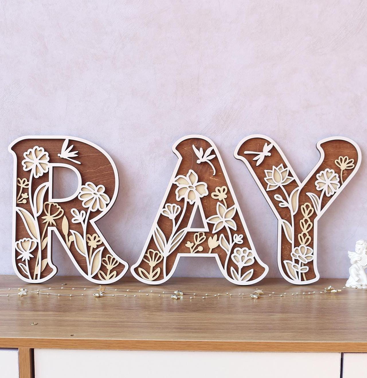 Wildflower Nursery Name Sign - Floral Wall Letters - 3D Wooden Wall Art - Baby Girl Room Decor - Baby Shower Gift - Baby Girl Gifts