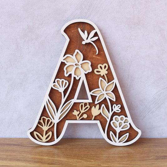 Wildflower Nursery Name Sign - Floral Wall Letters - 3D Wooden Wall Art - Baby Girl Room Decor - Baby Shower Gift - Baby Girl Gifts